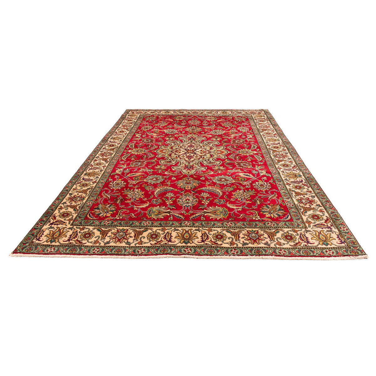Persisk tæppe - Tabriz - 300 x 203 cm - mørkerød