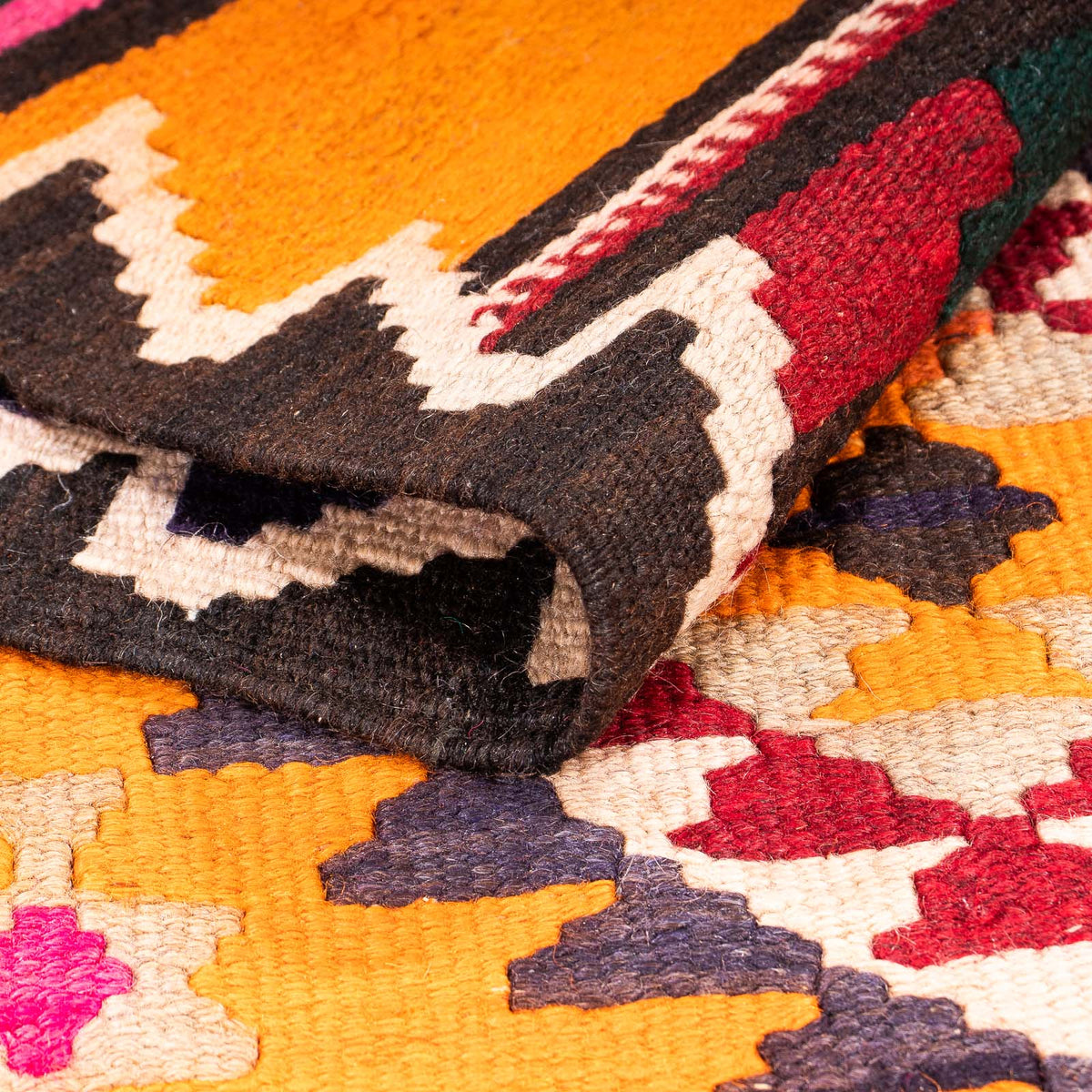 Løber Kelim-tæppe - gammelt - 355 x 150 cm - flerfarvet