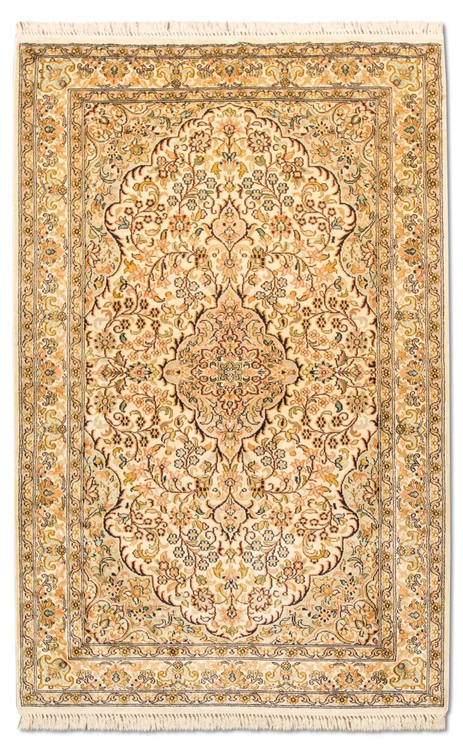 Silketæppe - Kashmir Silk - 153 x 94 cm - beige