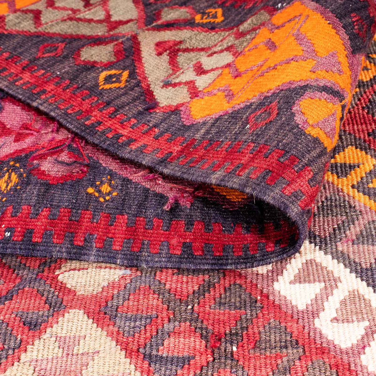 Løber Kelim-tæppe - gammelt - 375 x 140 cm - flerfarvet