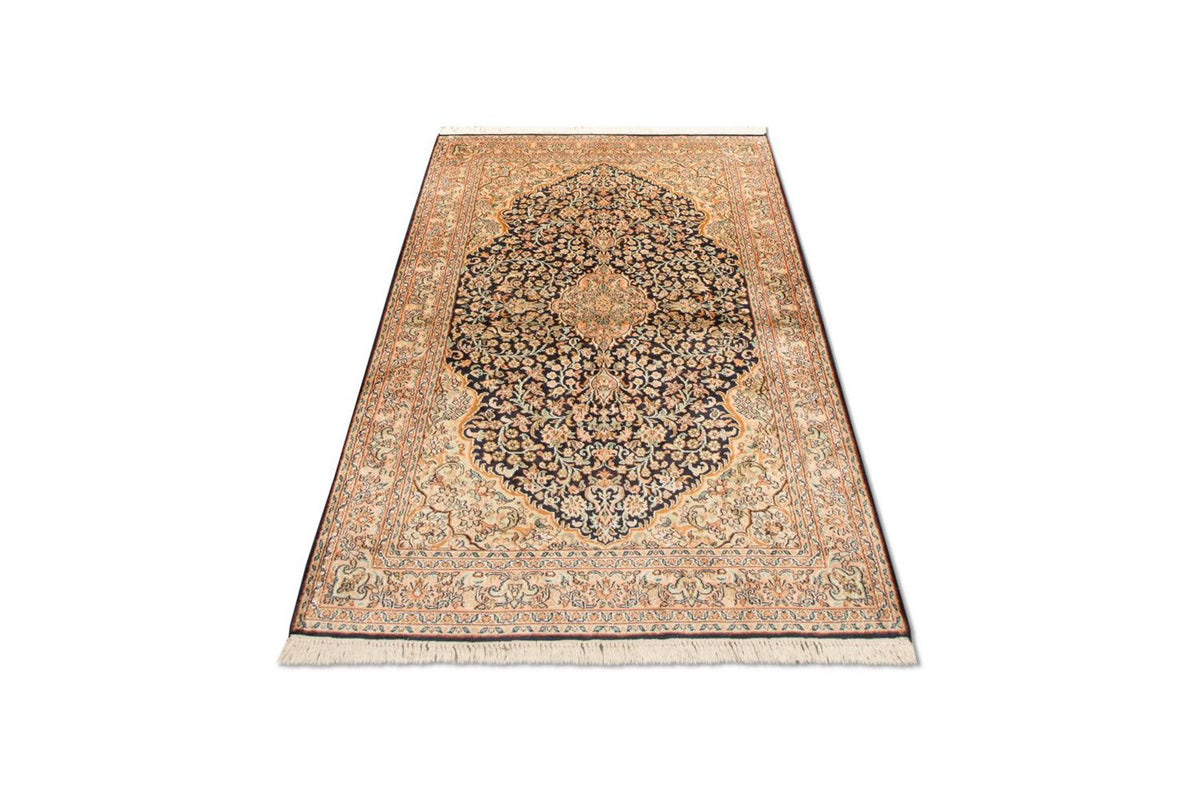 Silketæppe - Kashmir Silk - 153 x 93 cm - mørkeblå