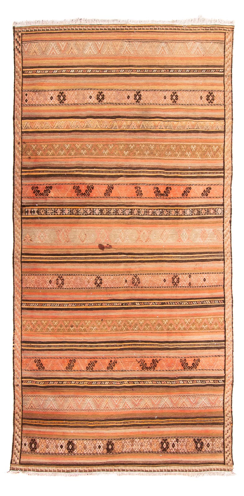 Kelim-tæppe - gammelt - 297 x 157 cm - flerfarvet