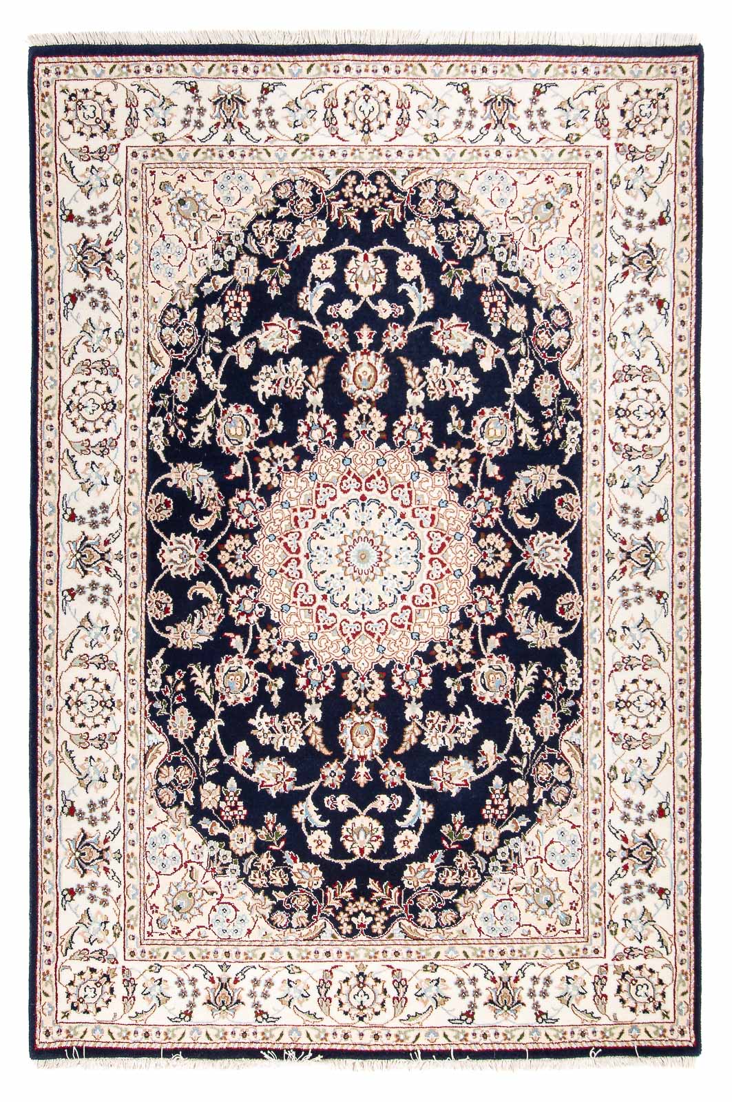 Orientalsk tæppe - Nain - Indus - 196 x 134 cm - mørkeblå