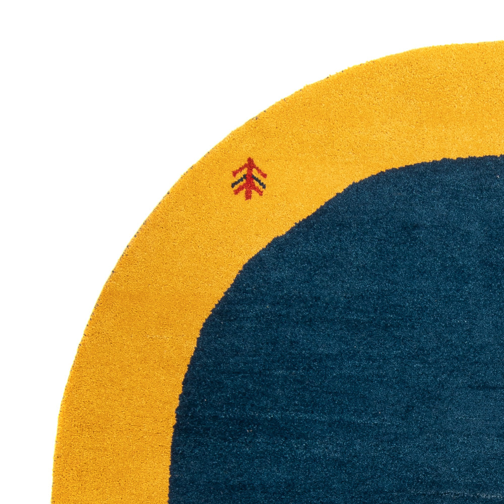 Gabbeh-tæppe - Indus rundt  - 195 x 195 cm - blå