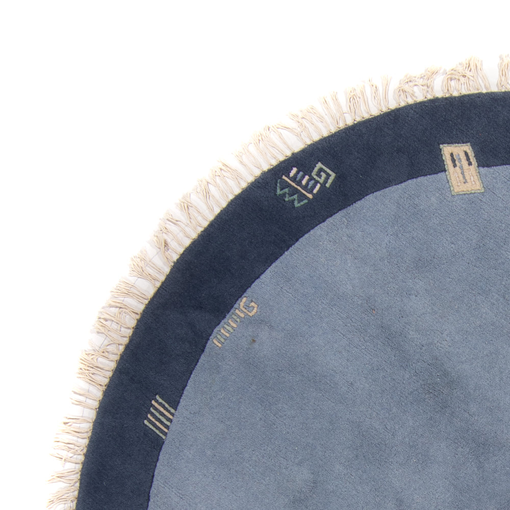 Nepal Tæppe rundt  - 197 x 197 cm - blå