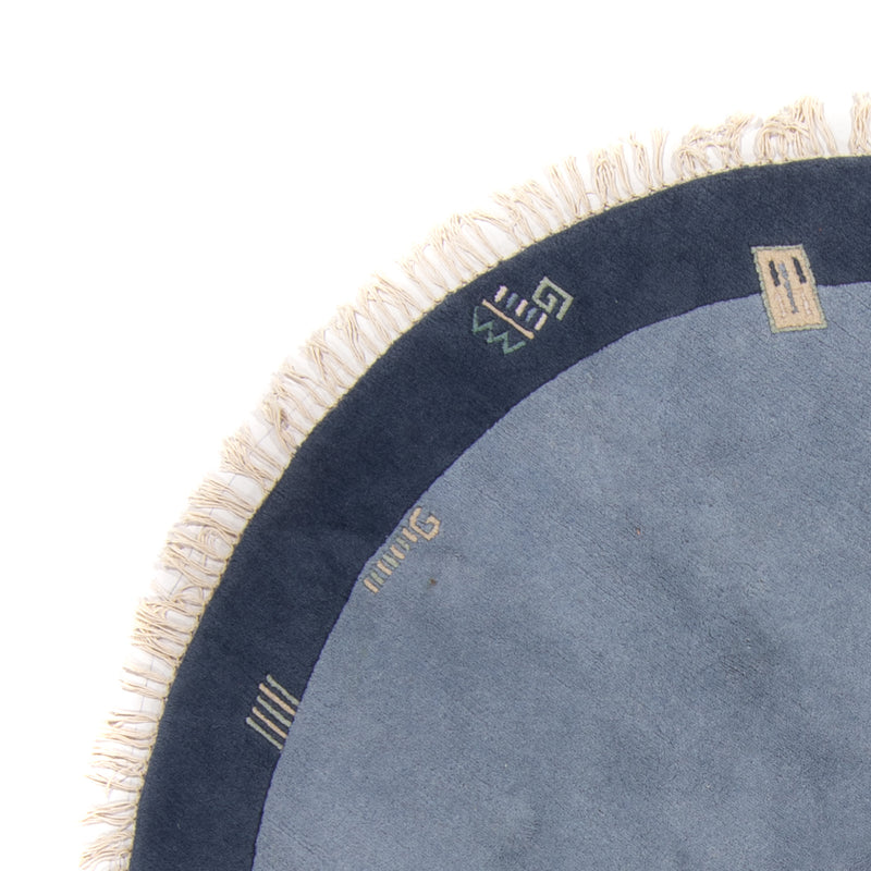 Nepal Tæppe rundt  - 197 x 197 cm - blå