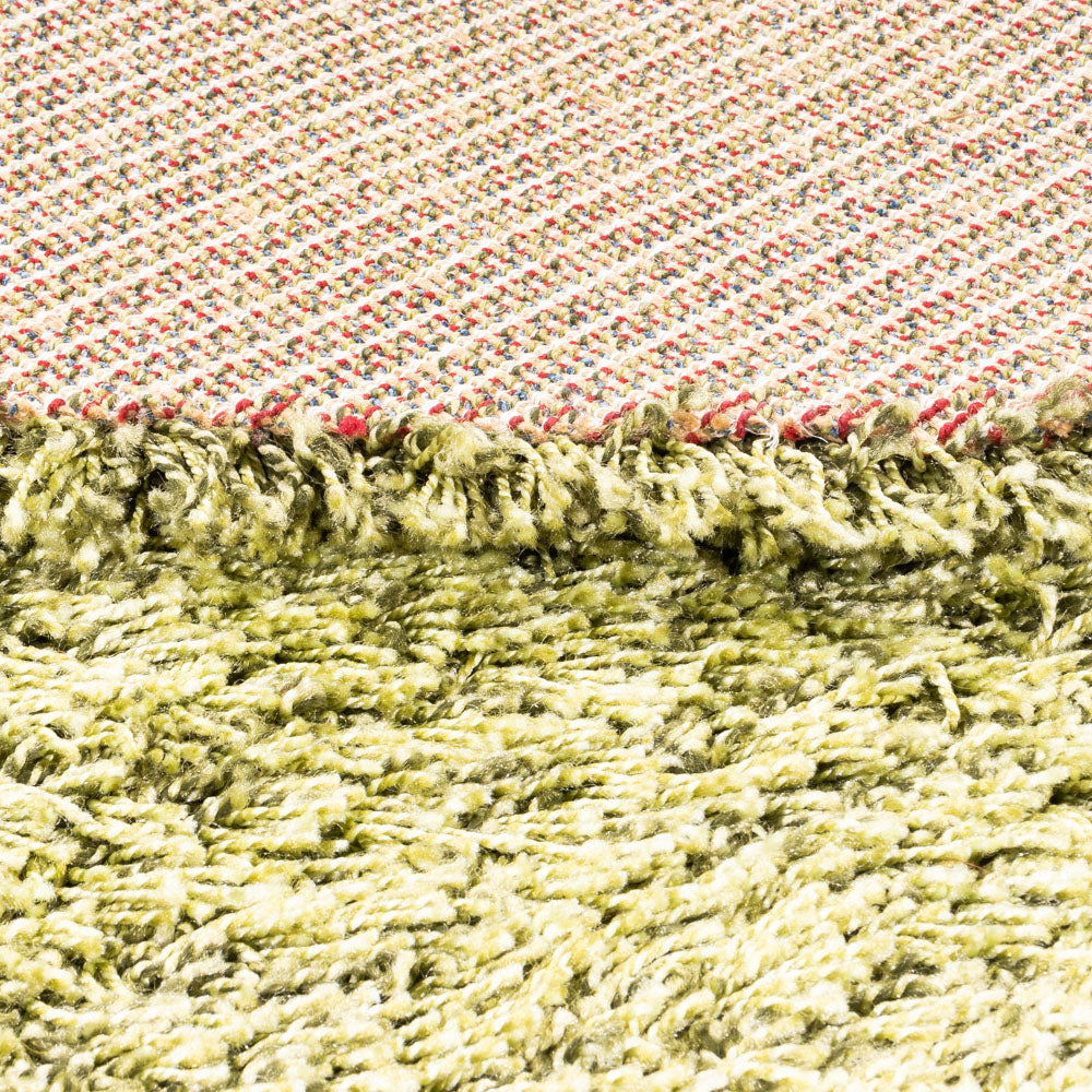 Tæppe med høj pæl rundt  - 200 x 200 cm - olivengrøn