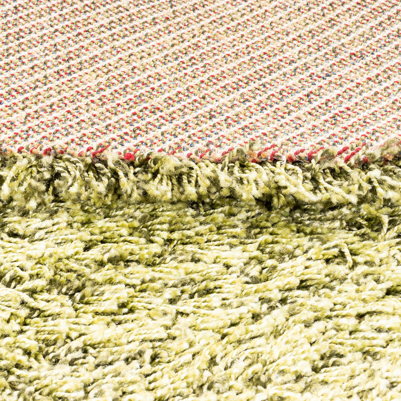 Tæppe med høj pæl rundt  - 200 x 200 cm - olivengrøn