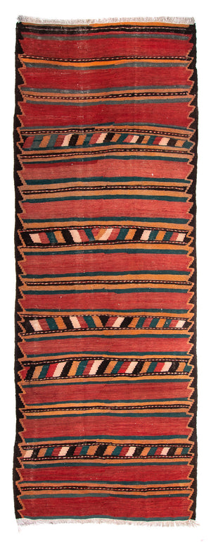 Løber Kelim-tæppe - gammelt - 375 x 145 cm - flerfarvet