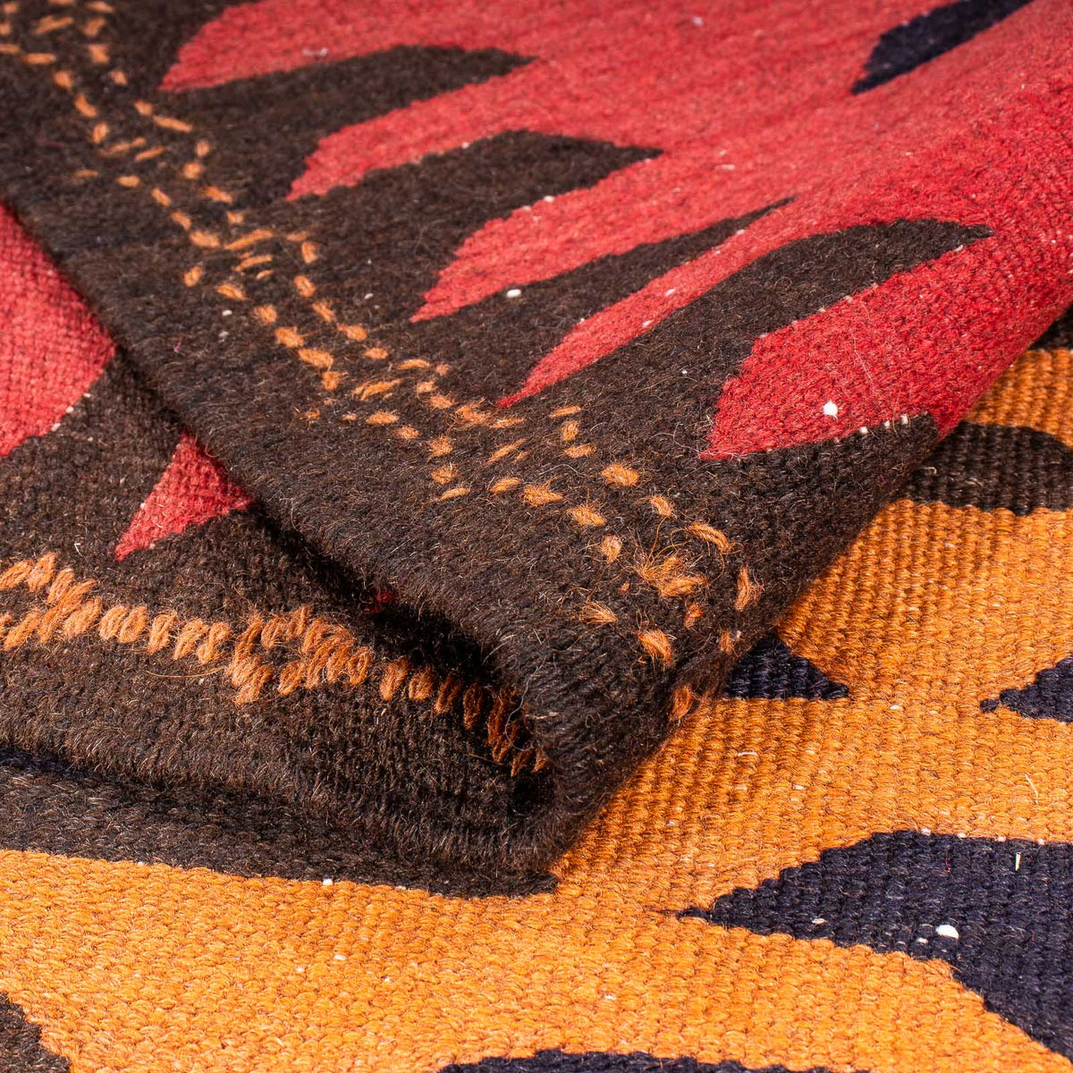 Løber Kelim-tæppe - gammelt - 395 x 150 cm - flerfarvet