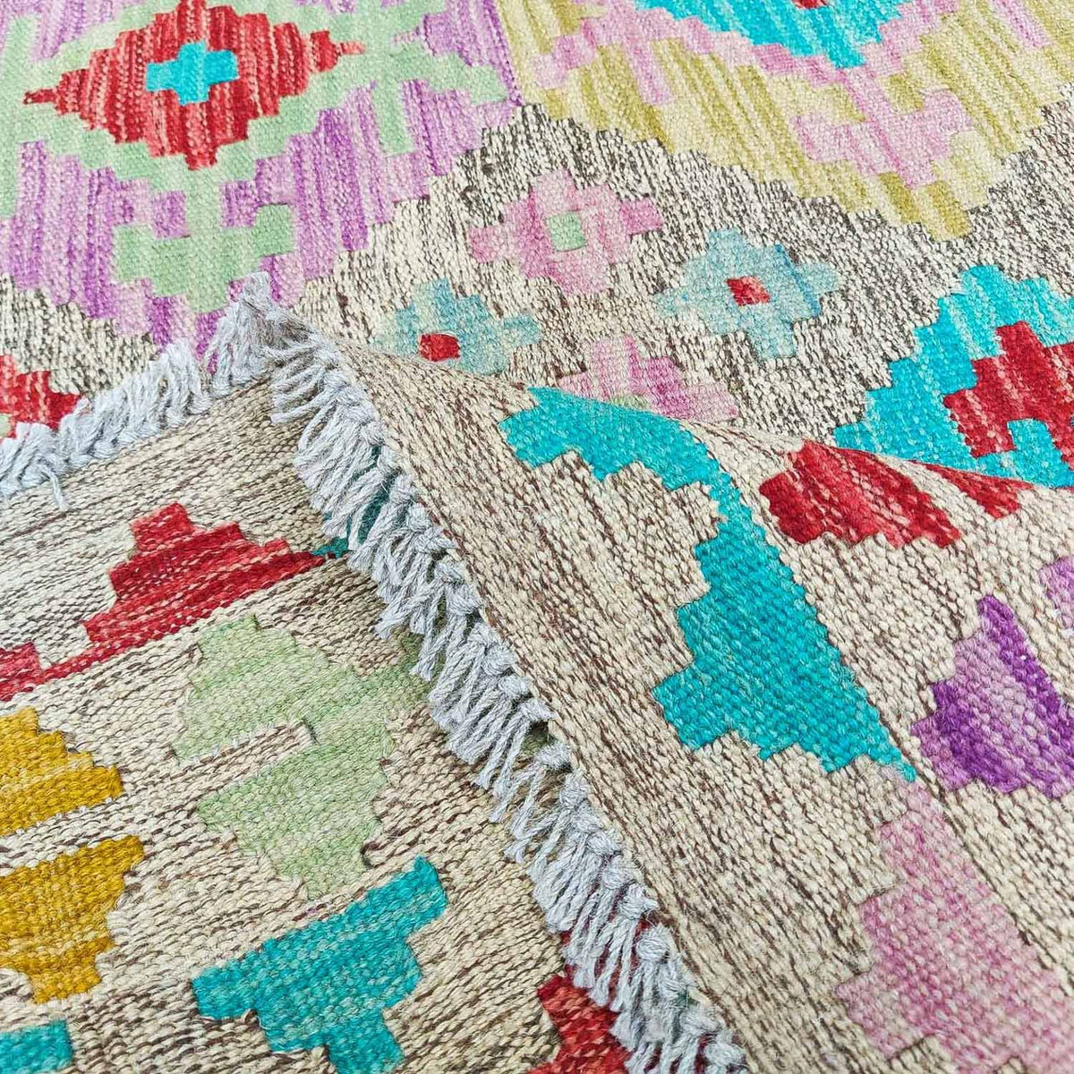 Kelim Carpet - Splash - 294 x 199 cm - flerfarvet