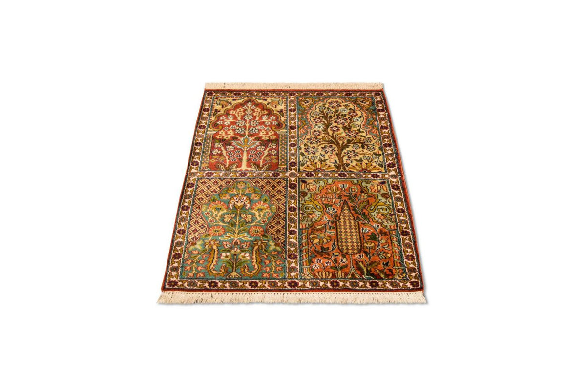 Silketæppe - Kashmir Silk - 91 x 65 cm - flerfarvet