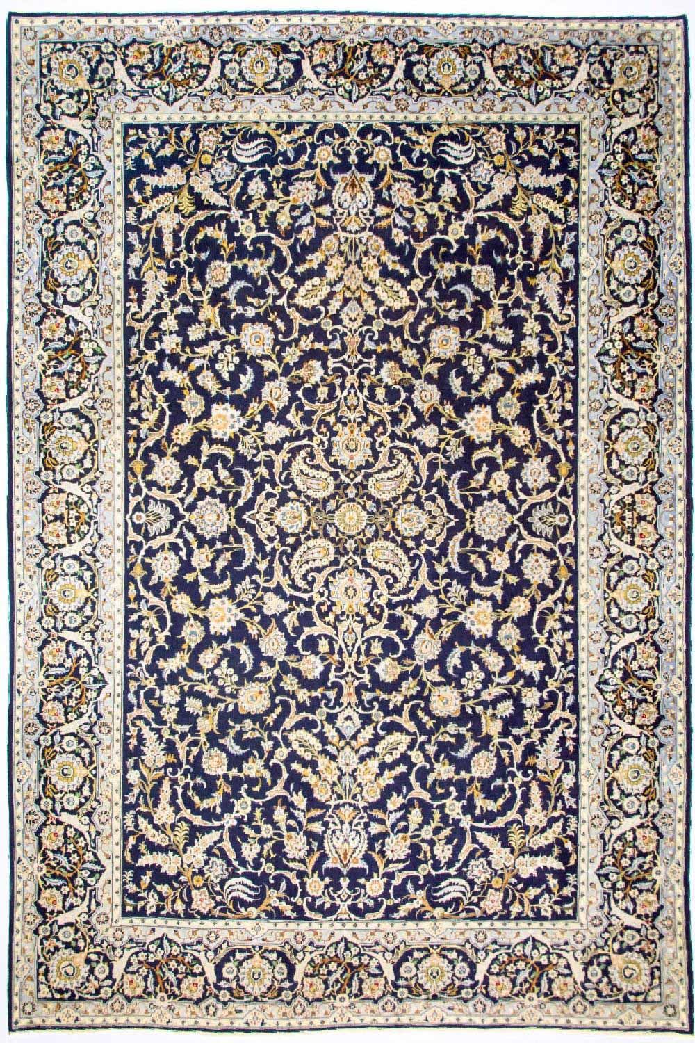 Persisk tæppe - Keshan - 380 x 288 cm - blå