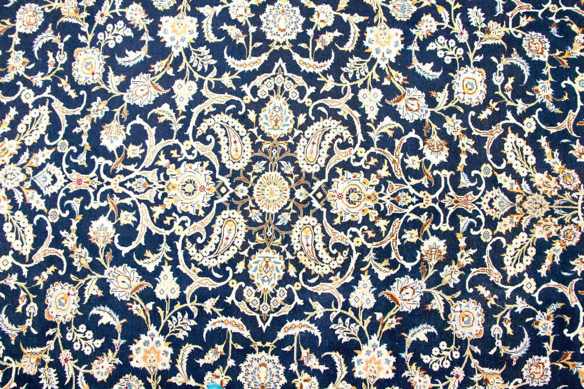 Persisk tæppe - Keshan - 380 x 288 cm - blå
