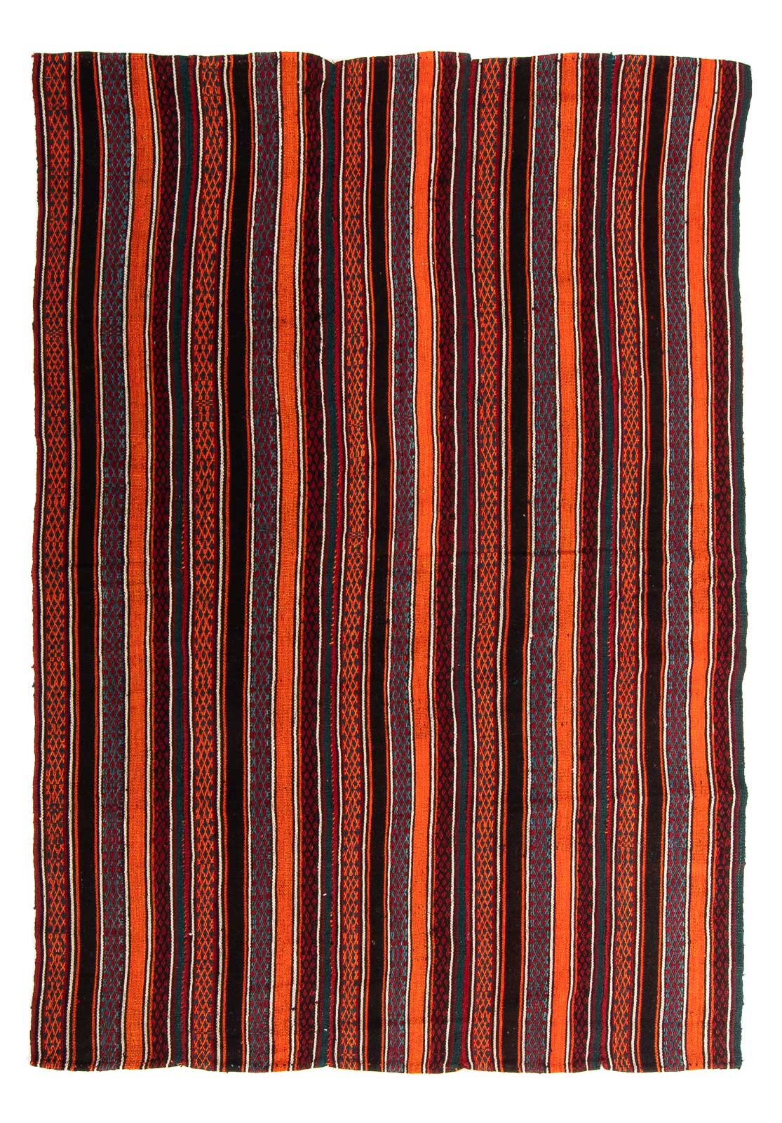 Kelim-tæppe - gammelt - 220 x 155 cm - flerfarvet