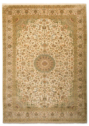 Silketæppe - Kashmir Silk - 314 x 213 cm - beige