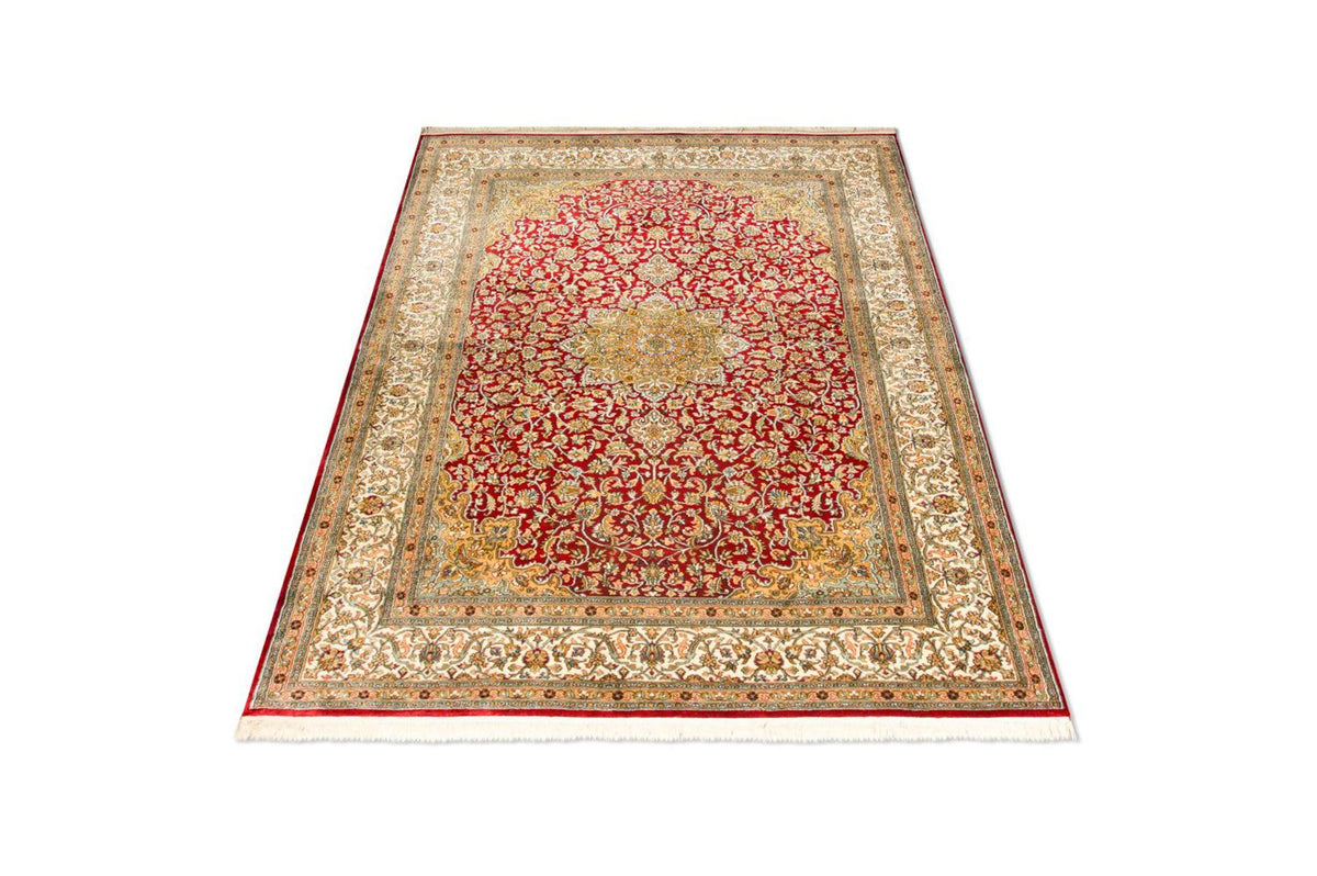 Silketæppe - Kashmir Silk - 216 x 153 cm - rød