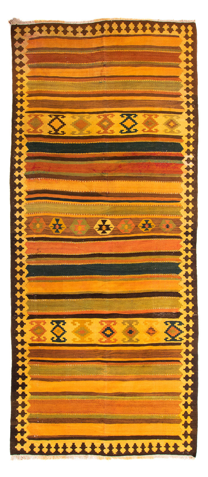 Løber Kelim-tæppe - gammelt - 355 x 160 cm - flerfarvet