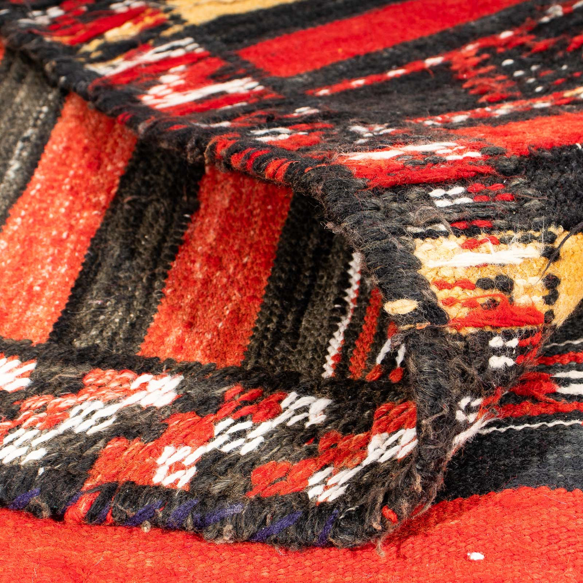 Kelim-tæppe - gammelt - 245 x 135 cm - flerfarvet