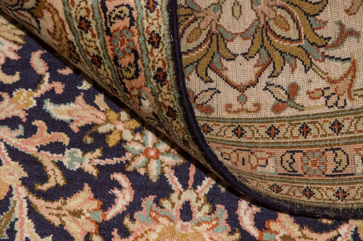 Silketæppe - Kashmir Silk - 285 x 183 cm - mørkeblå