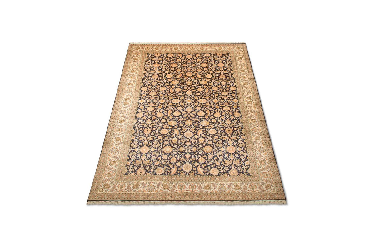 Silketæppe - Kashmir Silk - 285 x 183 cm - mørkeblå