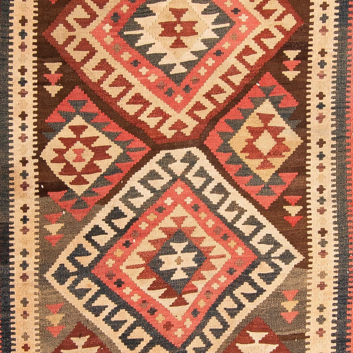 Løber Kelim-tæppe - gammelt - 402 x 135 cm - flerfarvet
