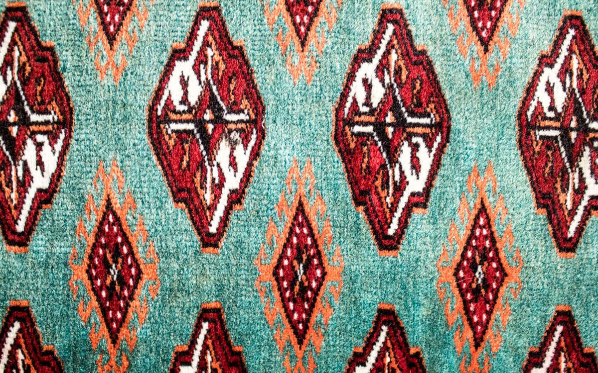 Turkaman-tæppe - 124 x 100 cm - turkis