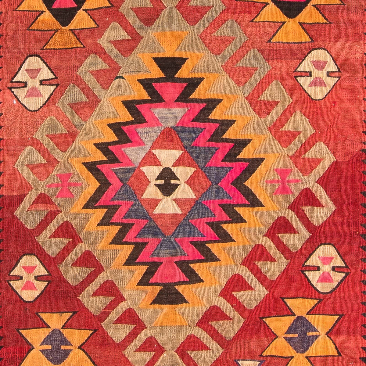 Løber Kelim-tæppe - gammelt - 350 x 150 cm - flerfarvet