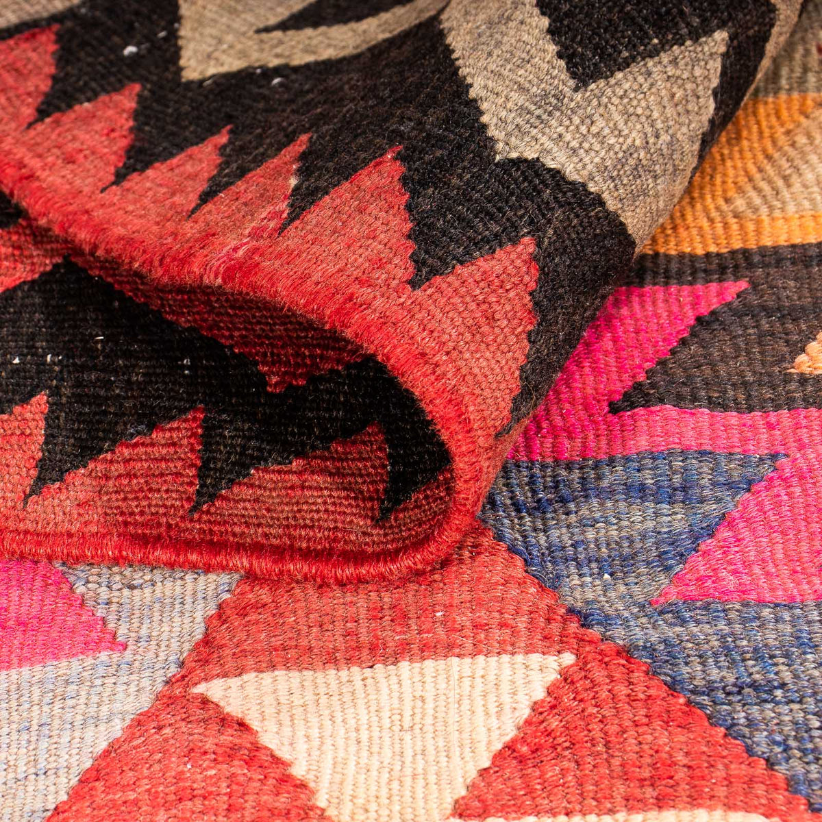 Løber Kelim-tæppe - gammelt - 350 x 150 cm - flerfarvet