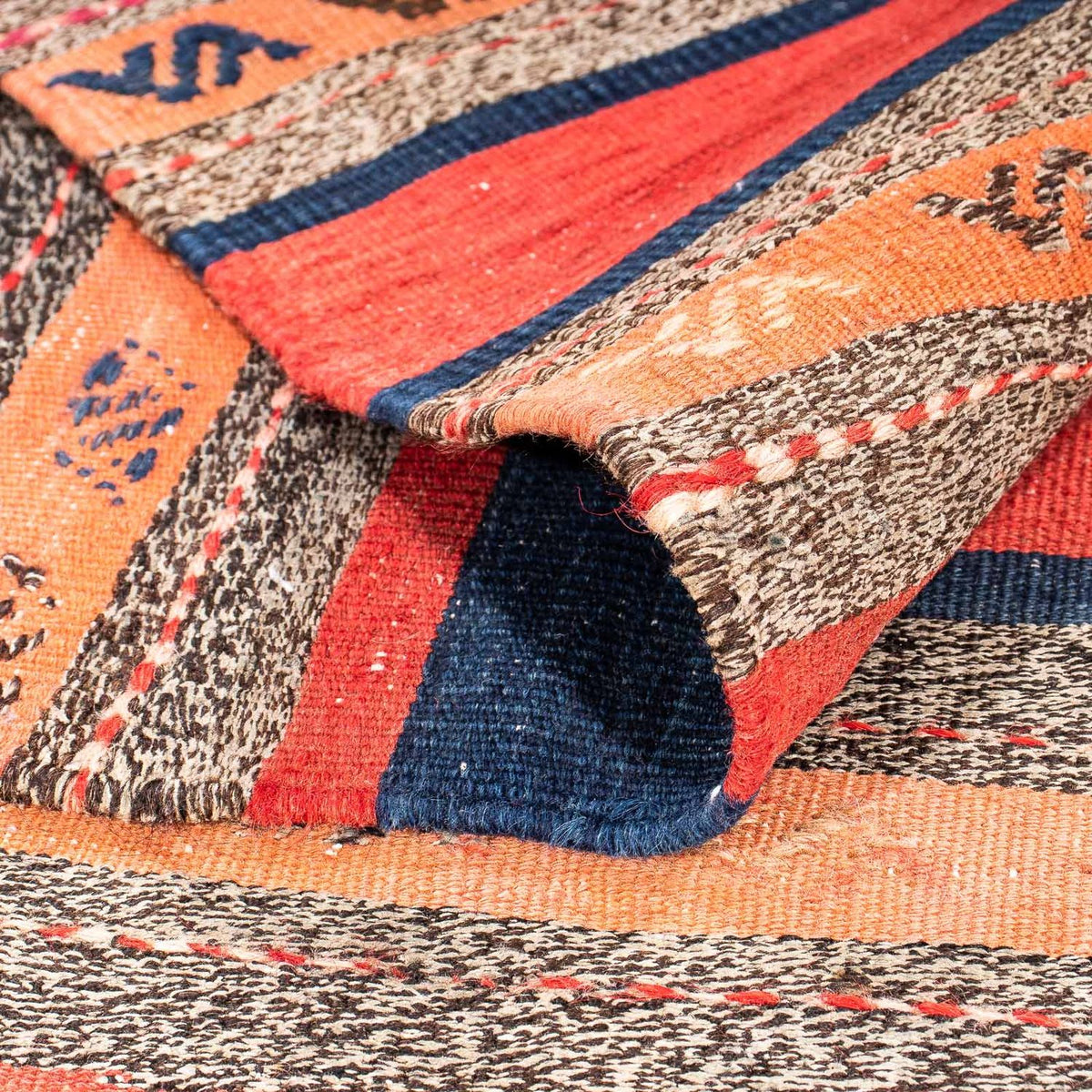 Løber Kelim-tæppe - gammelt - 312 x 142 cm - flerfarvet