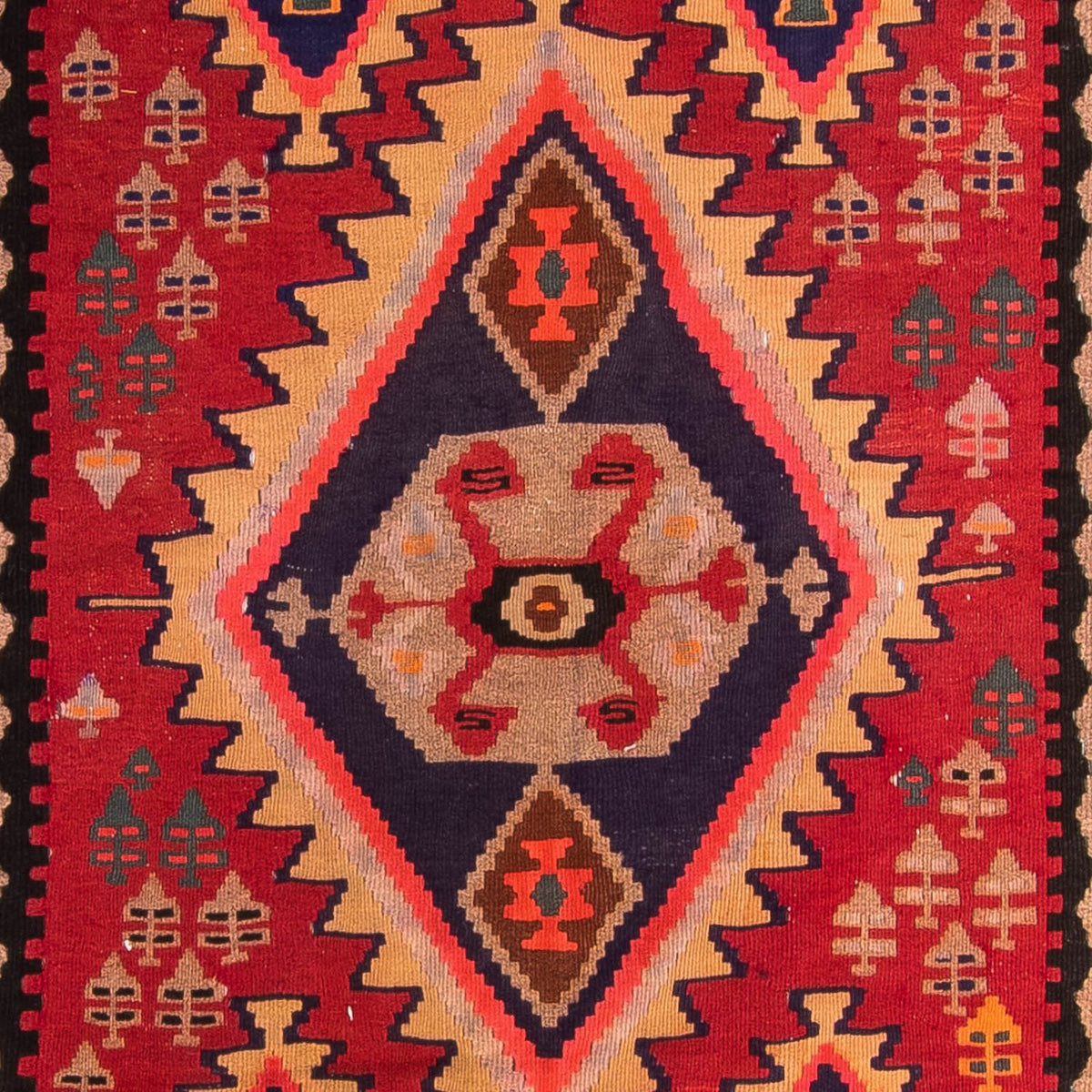 Løber Kelim-tæppe - gammelt - 360 x 170 cm - flerfarvet