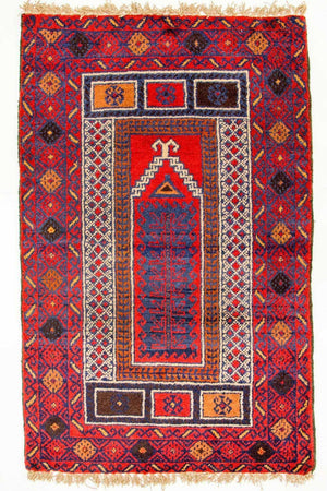Baluch-tæppe - 125 x 79 cm - rød