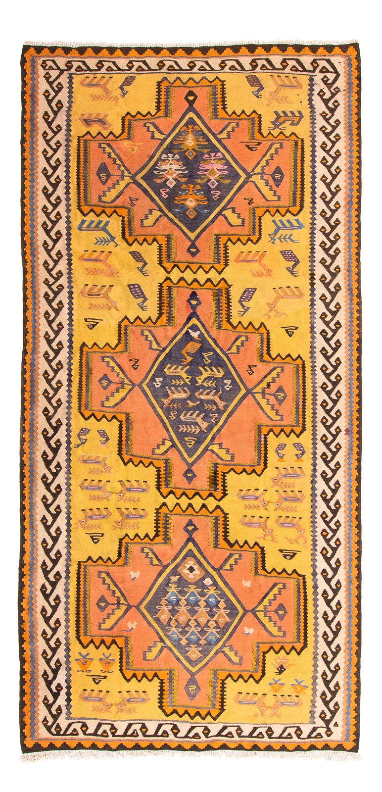 Løber Kelim-tæppe - gammelt - 280 x 147 cm - flerfarvet