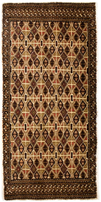 Turkaman-tæppe 50x100cm - Persisk tæppe