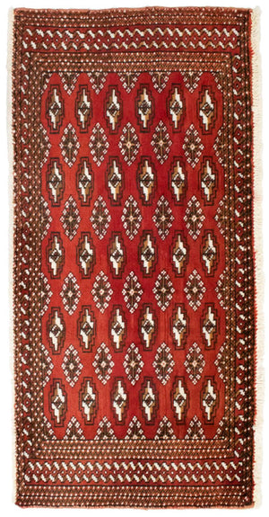 Turkaman-tæppe - 130 x 60 cm - rød