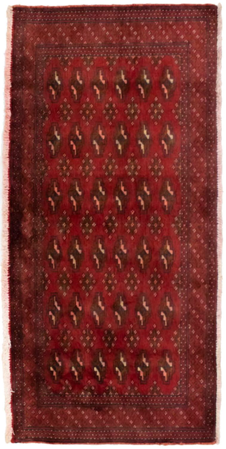 Turkaman-tæppe - 130 x 60 cm - rød