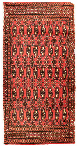 Turkaman-tæppe - 130 x 60 cm - rød