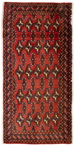 Turkaman-tæppe - 130 x 60 cm - rød