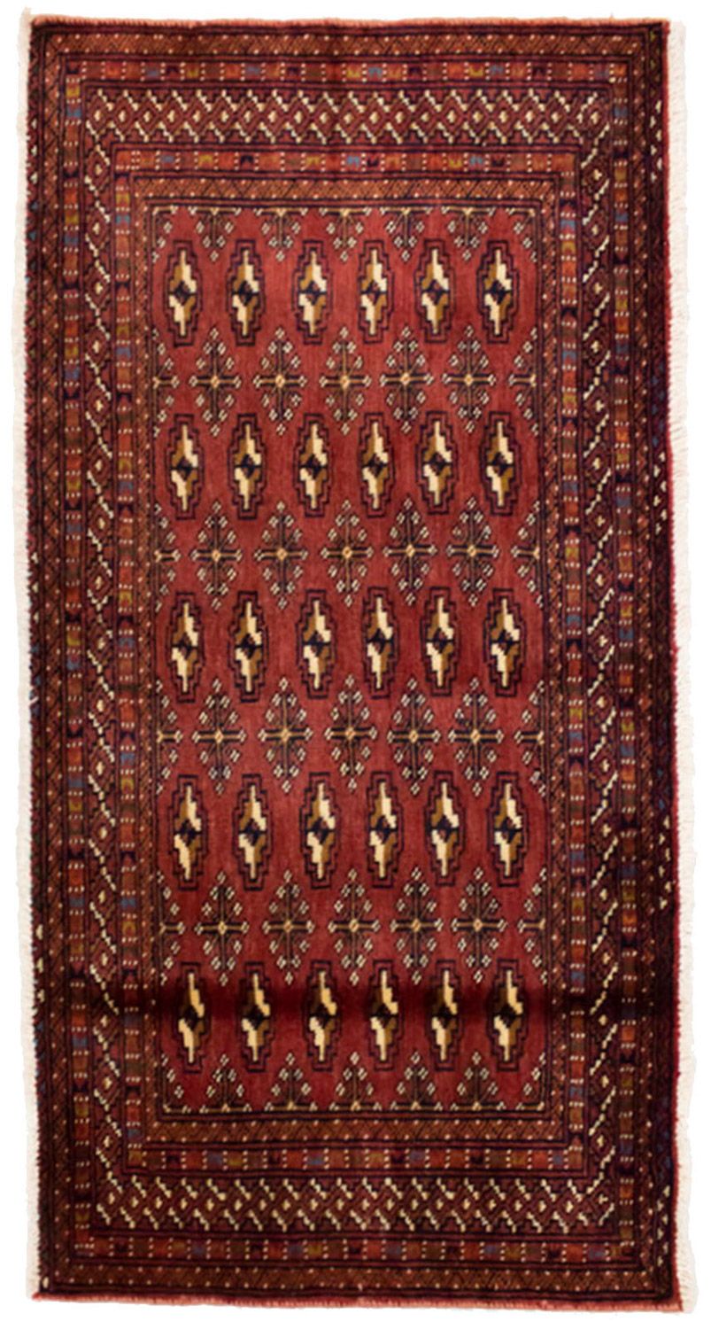 Turkaman-tæppe - 130 x 60 cm - rød