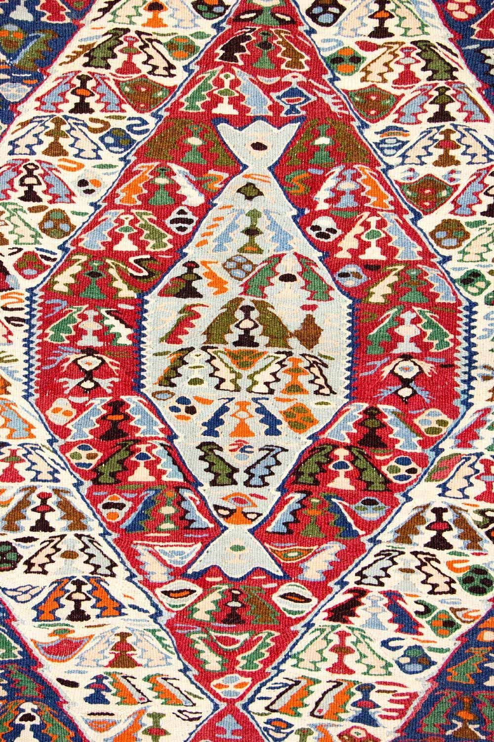 Kelim-tæppe - gammelt - 153 x 119 cm - blå