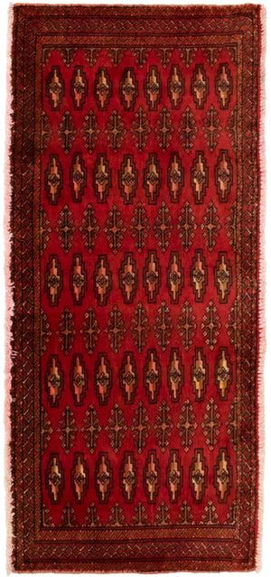 Turkaman-tæppe - 130 x 60 cm - rød