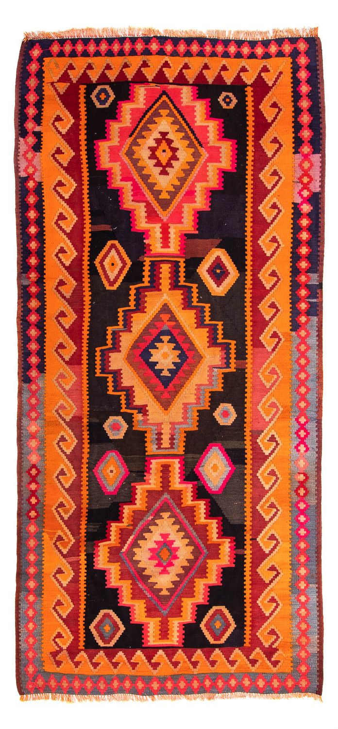 Løber Kelim-tæppe - gammelt - 320 x 155 cm - flerfarvet