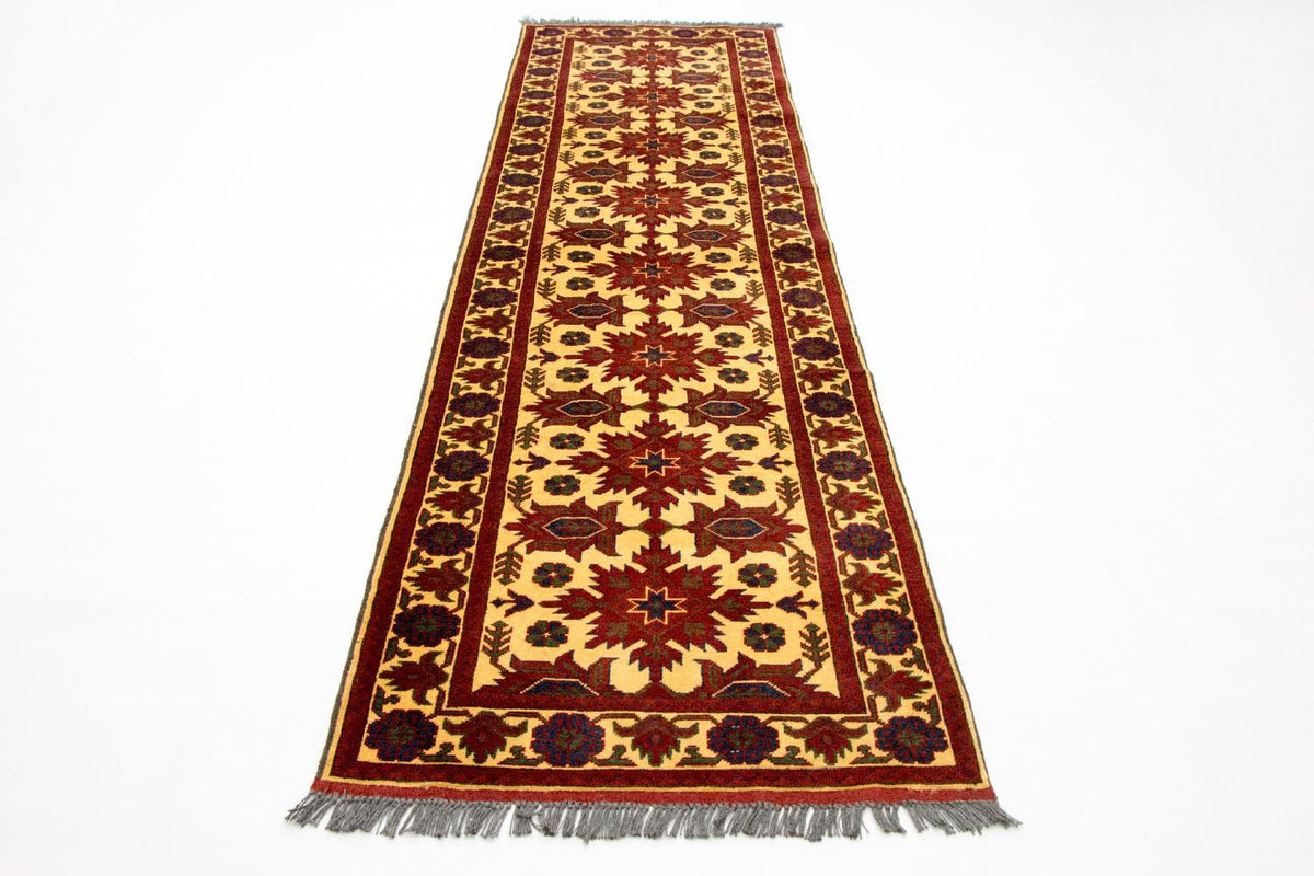 Løber Afghansk tæppe - Hatshlu - 304 x 80 cm - rød