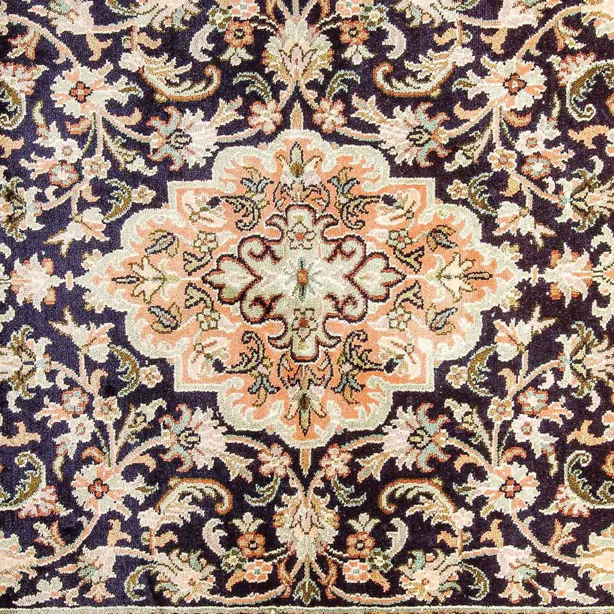 Silketæppe - Kashmir Silk - 156 x 95 cm - mørkeblå