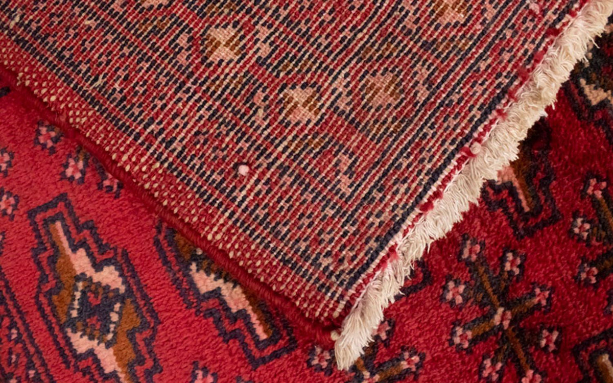 Turkaman-tæppe - 130 x 60 cm - rød