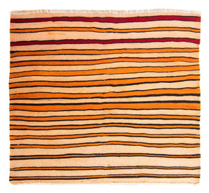 Kelim-tæppe - gammelt - 145 x 130 cm - flerfarvet