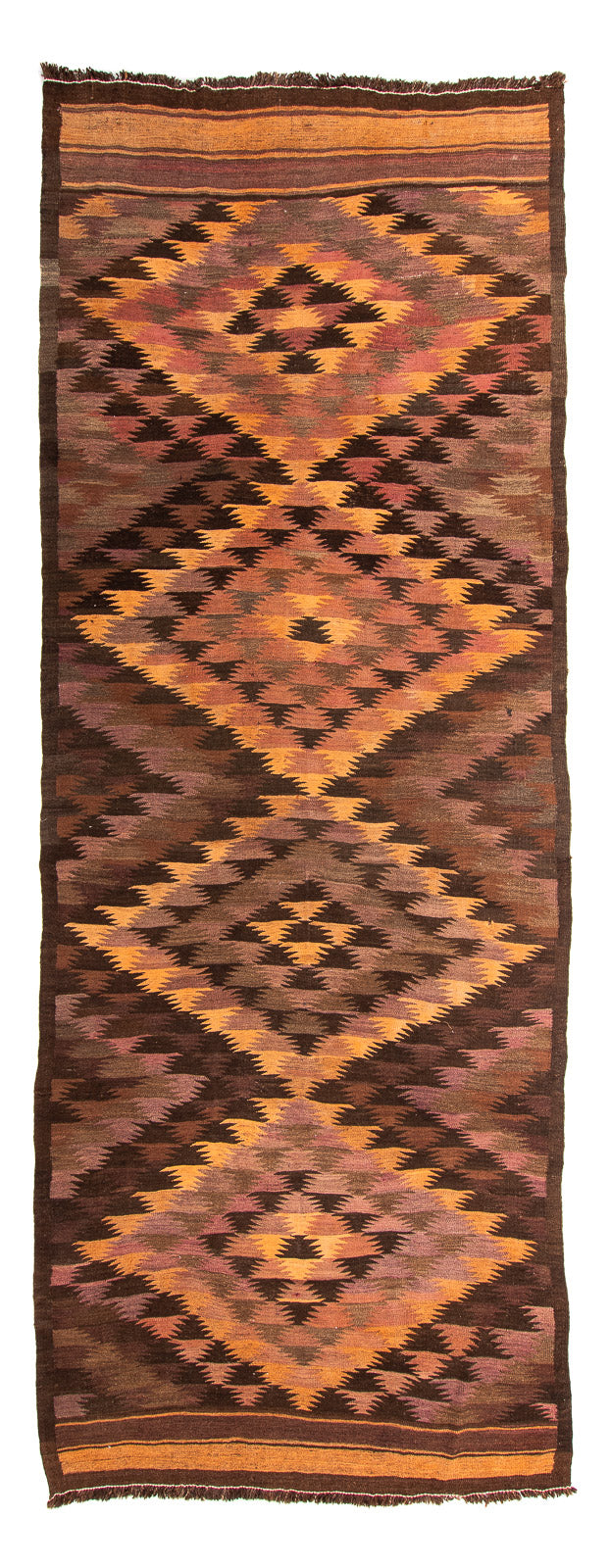Løber Kelim-tæppe - gammelt - 380 x 145 cm - flerfarvet