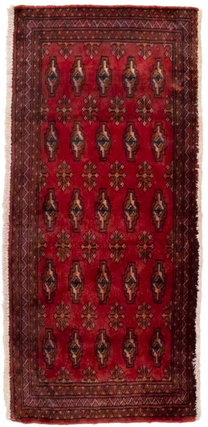 Turkaman-tæppe - 130 x 60 cm - rød