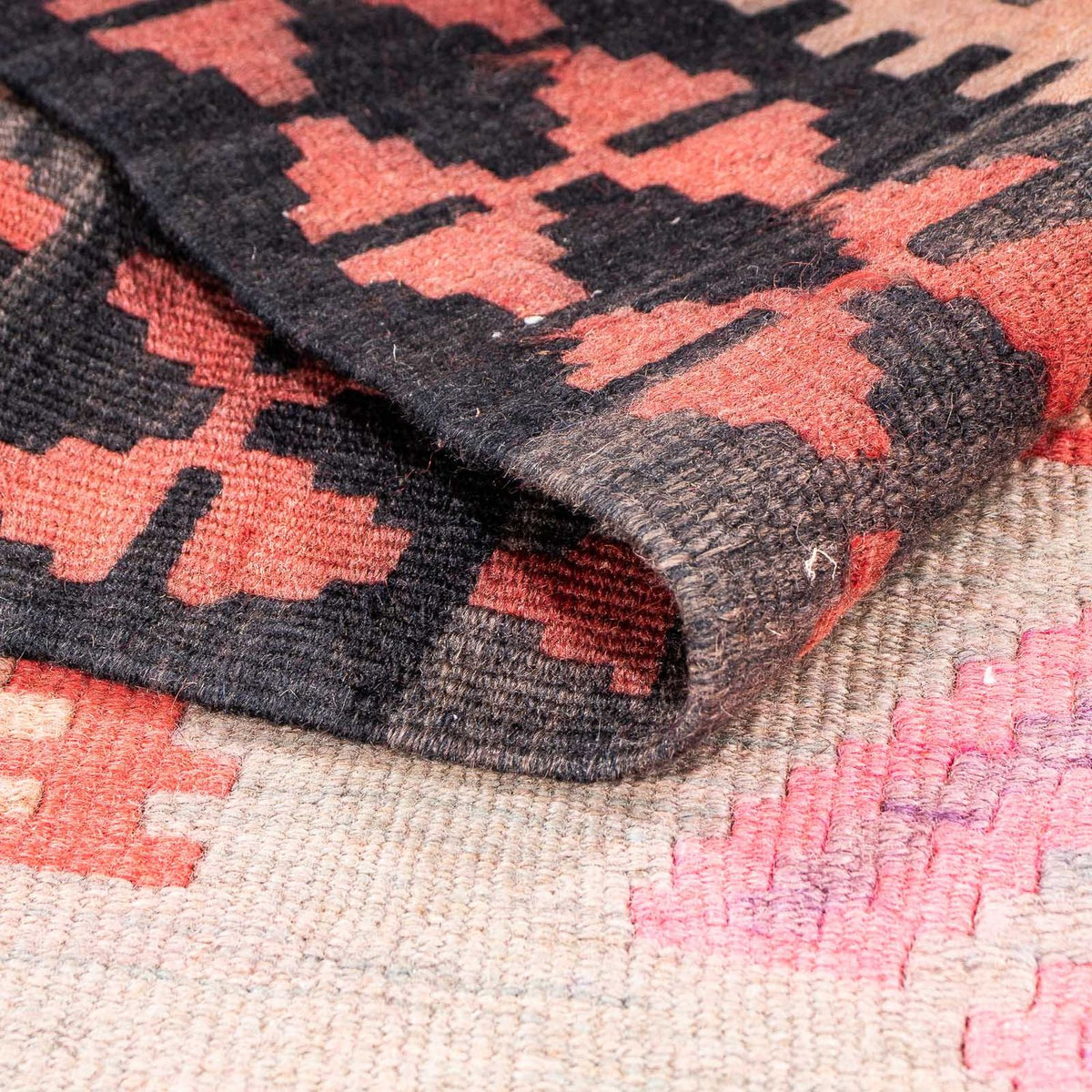 Løber Kelim-tæppe - gammelt - 395 x 180 cm - flerfarvet