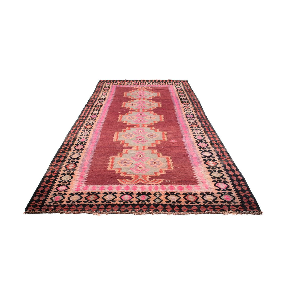 Løber Kelim-tæppe - gammelt - 395 x 180 cm - flerfarvet